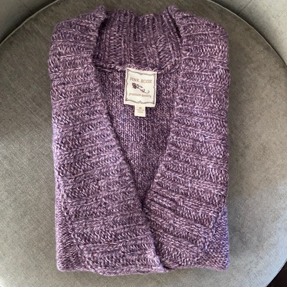 Pink Rose Heather Purple Short Sleeve Sweater